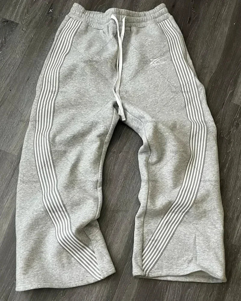 Y2K Embroidered Gray Casual Pants Camo Functional Tactical Functional Men'S Women'S Premium Jogging Drawstring Sweatpants
