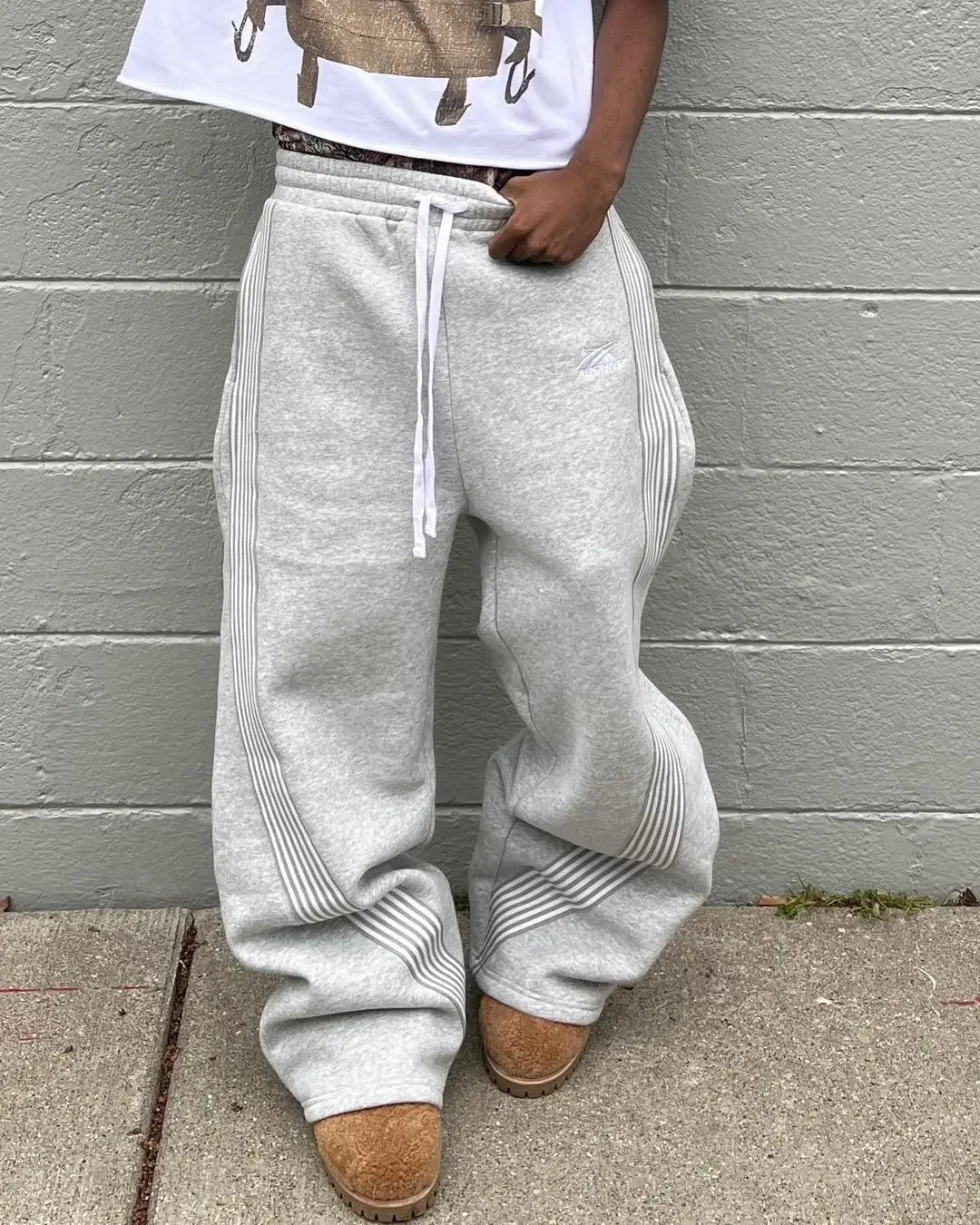 Y2K Embroidered Gray Casual Pants Camo Functional Tactical Functional Men'S Women'S Premium Jogging Drawstring Sweatpants