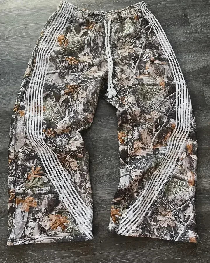 Y2K Embroidered Gray Casual Pants Camo Functional Tactical Functional Men'S Women'S Premium Jogging Drawstring Sweatpants